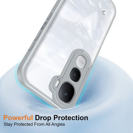Kapa Hawkeye Clear Slim Tough Back Cover for Vivo Y400 Pro 5G | Camera Lens Protector Anti Yellow Shockproof Clear Hybrid Case Cover (Grey Sides)
