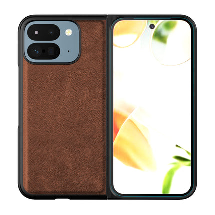 Kapa Tux Leather Back Cover for Google Pixel 9 Pro Fold | Slim Shockproof Camera Protection Bumper Case (Brown) - Mobizang