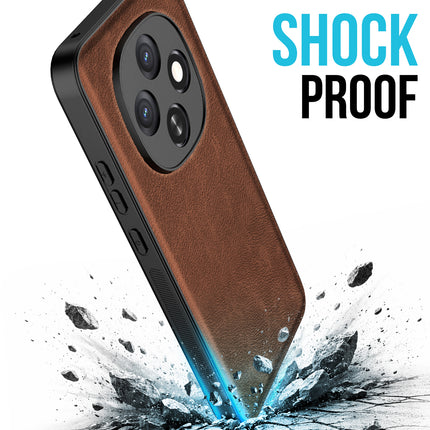 Kapa Tux Leather Back Cover for Oppo F31 Pro 5G | Slim Shockproof Camera Protection Bumper Case (Brown) - Mobizang