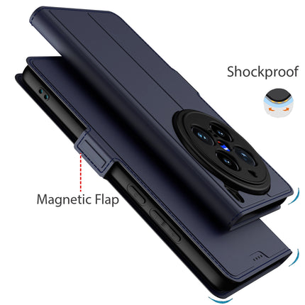 Kapa Noble Slim Magnetic Leather Flip Case Cover for Vivo X200 Pro (5G) | Card Holder Stand Flip Wallet Case (Blue)