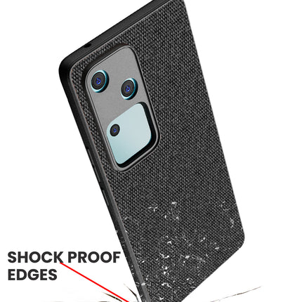 Kapa Soft Full Fabric Protective Back Case Cover for Vivo V30 (5G) | Shockproof Slim Hard Anti Slip Back Case (Black)