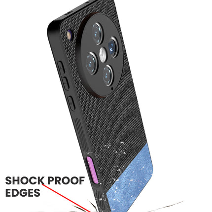 Kapa Soft Fabric & Leather Hybrid Protective Back Cover for Oppo Find X8 Pro | Shockproof Slim Hard Anti Slip Back Case (Black,Blue)