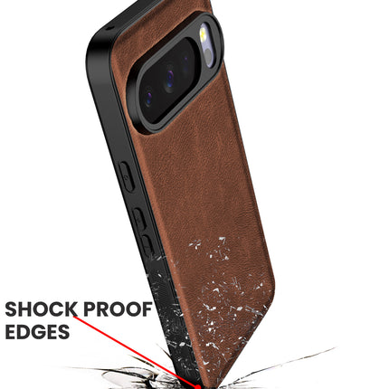 Kapa Tux Leather Back Cover for Google Pixel 10 PRO | Slim Shockproof Camera Protection Bumper Case (Brown)
