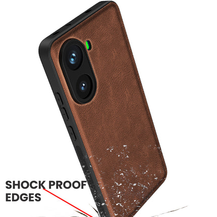 Kapa Tux Leather Back Cover for Poco X7 Pro 5G | Slim Shockproof Camera Protection Bumper Case (Brown)