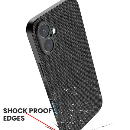 Kapa Soft Full Fabric Protective Back Case Cover for Apple iPhone 16 | Shockproof Slim Hard Anti Slip Back Case (Black) - Mobizang