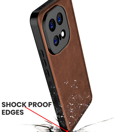 Kapa Tux Leather Back Cover for IQOO 15 5G | Slim Shockproof Camera Protection Bumper Case (Brown) - Mobizang