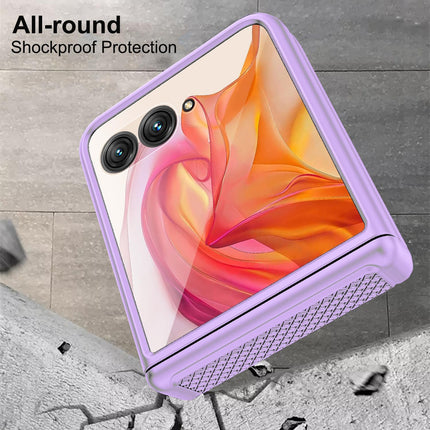 Kapa Textured Grip Hinge Protection Back Cover for Moto Razr 50 Ultra| with [Inbuilt Glass] Full Body Shockproof Hard Back Case (Purple) - Mobizang