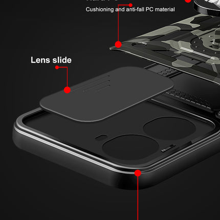 Kapa Tank Back Cover for Vivo V40E / IQOO Z9S | Inbuilt Ring + Slider Shockproof Lens Protection Bumper Back Case (Black)
