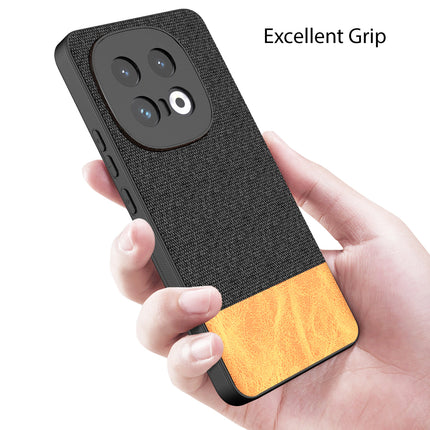 Kapa Soft Fabric & Leather Hybrid Protective Back Cover for Iqoo 13 (5G) | Shockproof Slim Hard Anti Slip Back Case (Black,Brown)