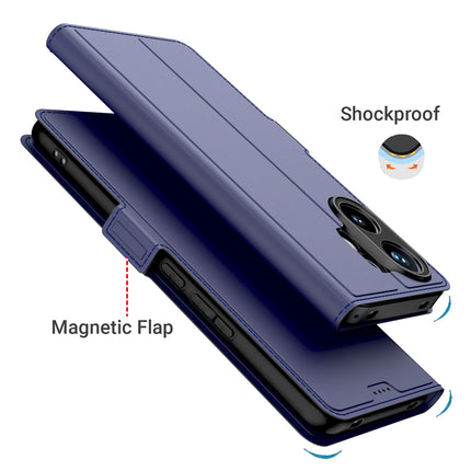 Kapa Noble Slim Magnetic Leather Flip Case Cover for Vivo V60 / V60e / Vivo T4 Pro 5G | Card Holder Stand Flip Wallet Case (Blue) - Mobizang