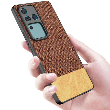 Kapa Soft Fabric & Leather Hybrid Protective Back Cover for Vivo V30 Pro (5G) | Shockproof Slim Hard Anti Slip Back Case (Brown)