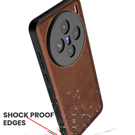 Kapa Tux Leather Back Cover for Vivo X200 (5G) | Slim Shockproof Camera Protection Bumper Case (Brown) - Mobizang