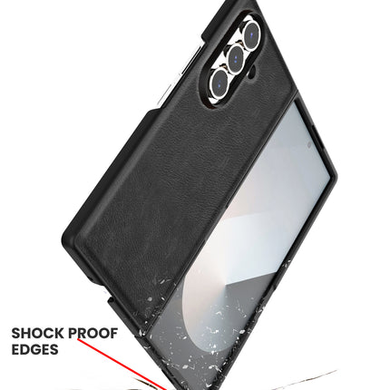 Kapa Tux Leather Back Cover for Samsung Galaxy Z Fold 7 | Slim Shockproof Camera Protection Bumper Case (Black)