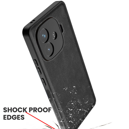 Kapa Tux Leather Back Cover for iQoo Neo 10R | Slim Shockproof Camera Protection Bumper Case (Black)