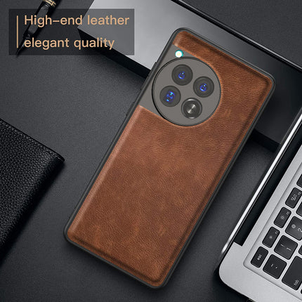 Kapa Tux Leather Back Cover for Oneplus 12 | Slim Shockproof Camera Protection Bumper Case (Brown)