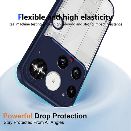 Kapa Hawkeye Clear Slim Tough Back Cover for Nothing Phone 3 5G | Camera Lens Protector Anti Yellow Shockproof Clear Hybrid Case Cover (Blue Sides)