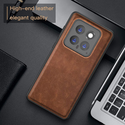 Kapa Tux Leather Back Cover for Xiaomi 14 (5G) | Slim Shockproof Camera Protection Bumper Case (Brown)