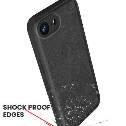 Kapa Tux Leather Back Cover for Apple iPhone 16E | Slim Shockproof Camera Protection Bumper Case (Black) - Mobizang