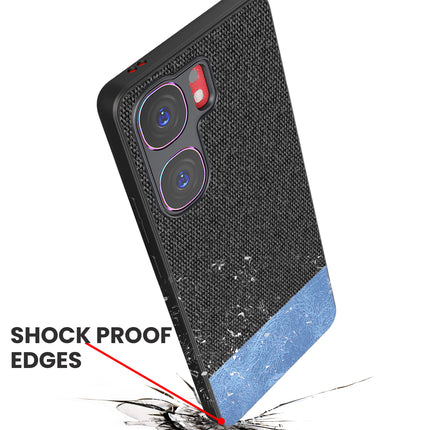 Kapa Soft Fabric & Leather Hybrid Protective Back Cover for IQOO Neo 9 Pro | Shockproof Slim Hard Anti Slip Back Case (Black,Blue)