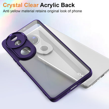 Kapa Hawkeye Clear Back Cover for Vivo V50 5G | Camera Lens Protector Shockproof Slim Clear Case Cover (Purple Sides)