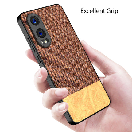 Kapa Soft Fabric & Leather Hybrid Protective Back Cover for OnePlus Nord CE 4 Lite | Shockproof Slim Hard Anti Slip Back Case (Brown)