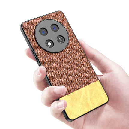 Kapa Soft Fabric & Leather Hybrid Protective Back Cover for Honor X9C 5G | Shockproof Slim Hard Anti Slip Back Case (Brown)