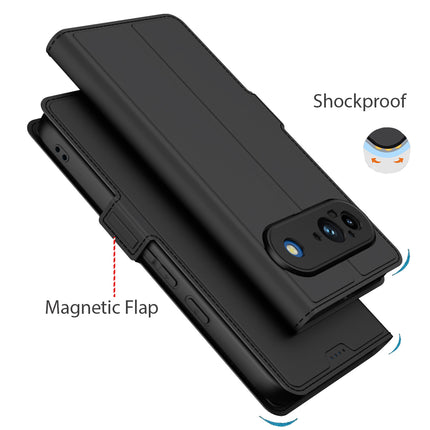 Kapa Noble Slim Magnetic Leather Flip Case Cover for Google Pixel 9 | Card Holder Stand Flip Wallet Case (Black)