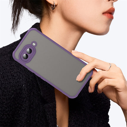 Kapa Shield Frosted Acrylic Back Cover for Google Pixel 9A| Hard Slim Inbuilt Camera Lens Cover Protection Shock Proof Case (Purple Sides)
