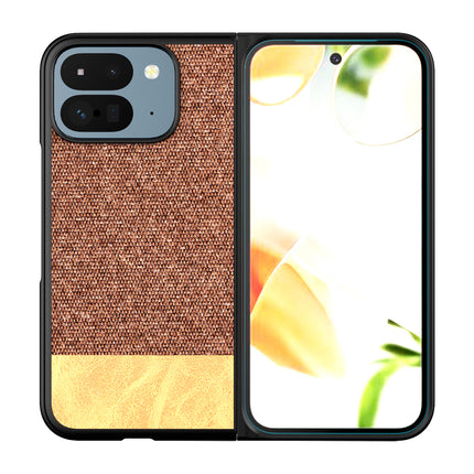 Kapa Soft Fabric & Leather Hybrid Protective Back Cover for Google Pixel 9 Pro Fold | Shockproof Slim Hard Anti Slip Back Case (Brown)