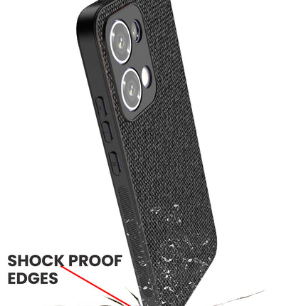 Kapa Soft Full Fabric Protective Back Case Cover for Oppo Reno 13 5G | Shockproof Slim Hard Anti Slip Back Case (Black)
