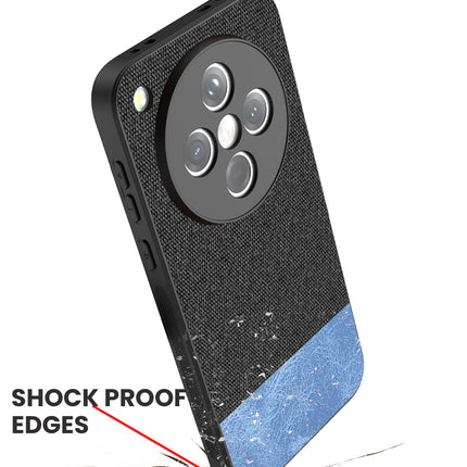 Kapa Soft Fabric & Leather Hybrid Protective Back Cover for Oppo Find X8 | Shockproof Slim Hard Anti Slip Back Case (Black,Blue)