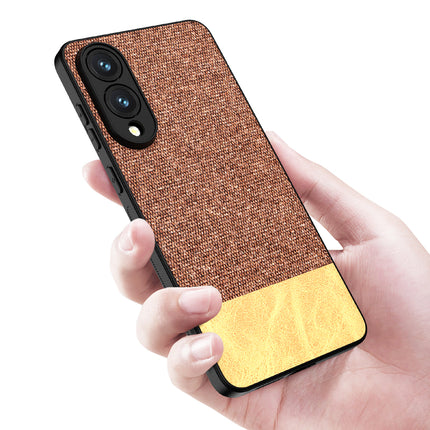 Kapa Soft Fabric & Leather Hybrid Protective Back Cover for Samsung Galaxy S25 Edge | Shockproof Slim Hard Anti Slip Back Case (Brown)