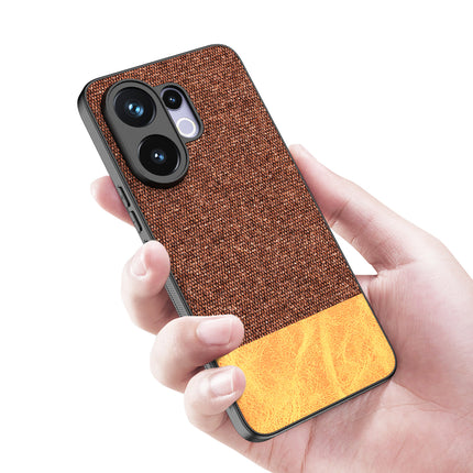 Kapa Soft Fabric & Leather Hybrid Protective Back Cover for Vivo V60 / V60e / Vivo T4 Pro 5G | Shockproof Slim Hard Anti Slip Back Case (Brown)
