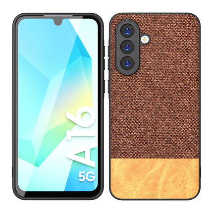 Kapa Soft Fabric & Leather Hybrid Protective Back Cover for Samsung Galaxy A36 | Shockproof Slim Hard Anti Slip Back Case (Brown)