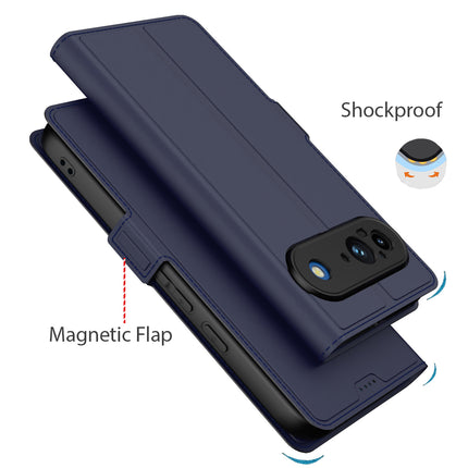 Kapa Noble Slim Magnetic Leather Flip Case Cover for Google Pixel 9 | Card Holder Stand Flip Wallet Case (Blue) - Mobizang