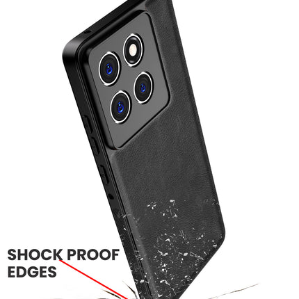 Kapa Tux Leather Back Cover for Moto Edge 60 / Edge 60 Fusion | Slim Shockproof Camera Protection Bumper Case (Black) - Mobizang