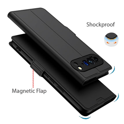 Kapa Noble Slim Magnetic Leather Flip Case Cover for Google Pixel 9 PRO XL | Card Holder Stand Flip Wallet Case (Black) - Mobizang