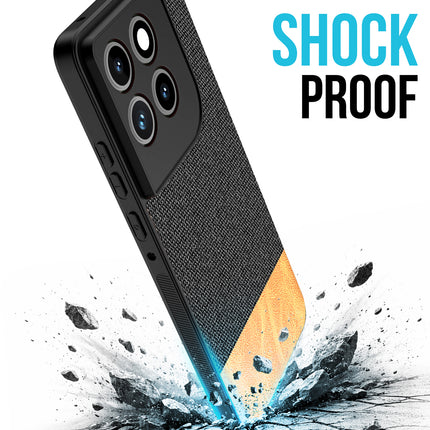 Kapa Soft Fabric & Leather Hybrid Protective Back Cover for Moto Edge 70 | Shockproof Slim Hard Anti Slip Back Case (Black,Brown)