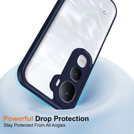 Kapa Hawkeye Clear Slim Tough Back Cover for Vivo Y400 Pro 5G | Camera Lens Protector Anti Yellow Shockproof Clear Hybrid Case Cover (Blue Sides)