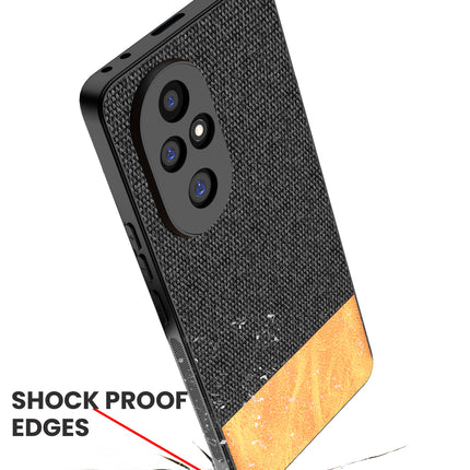 Kapa Soft Fabric & Leather Hybrid Protective Back Cover for Honor 200 Pro (5G) | Shockproof Slim Hard Anti Slip Back Case (Black,Brown)