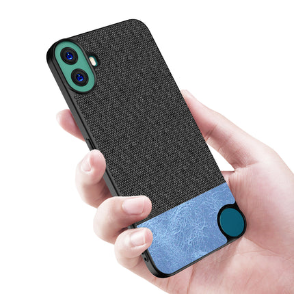 Kapa Soft Fabric & Leather Hybrid Protective Back Cover for Nothing CMF Phone 1 | Shockproof Slim Hard Anti Slip Back Case (Black,Blue)