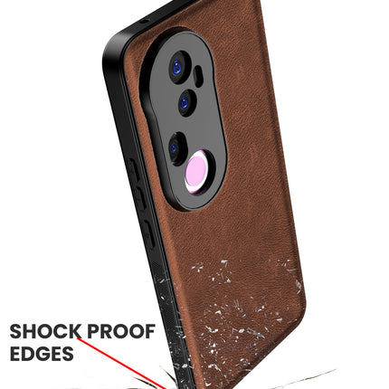 Kapa Tux Leather Back Cover for Vivo T4 Ultra 5G | Slim Shockproof Camera Protection Bumper Case (Brown) - Mobizang