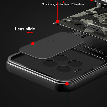 Kapa Tank Back Cover for OnePlus 13 | Inbuilt Ring + Slider Shockproof Lens Protection Bumper Back Case (Black)