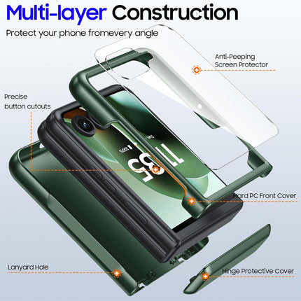 Kapa Textured Grip Hinge Protection Back Cover for Moto Razr 50 Ultra| with [Inbuilt Glass] Full Body Shockproof Hard Back Case (Green)