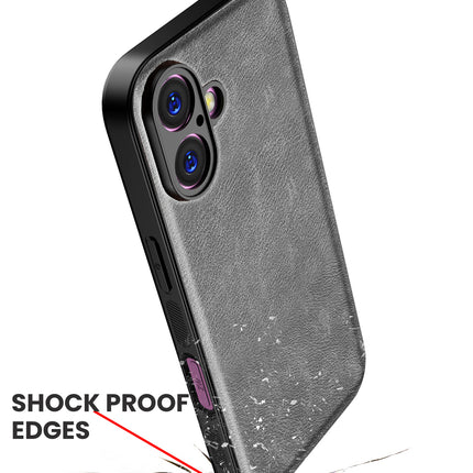 Kapa Tux Leather Back Cover for Apple iPhone 17 | Slim Shockproof Camera Protection Bumper Case (Grey)