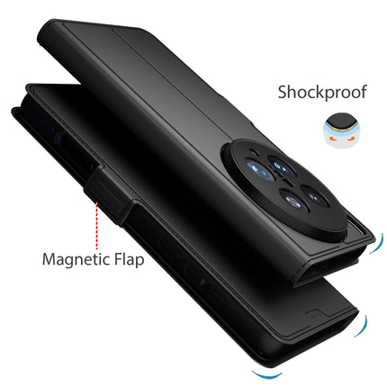 Kapa Noble Slim Magnetic Leather Flip Case Cover for Vivo X200 Ultra | Card Holder Stand Flip Wallet Case (Black)
