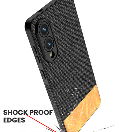 Kapa Soft Fabric & Leather Hybrid Protective Back Cover for Samsung Galaxy S25 Edge | Shockproof Slim Hard Anti Slip Back Case (Black,Brown)