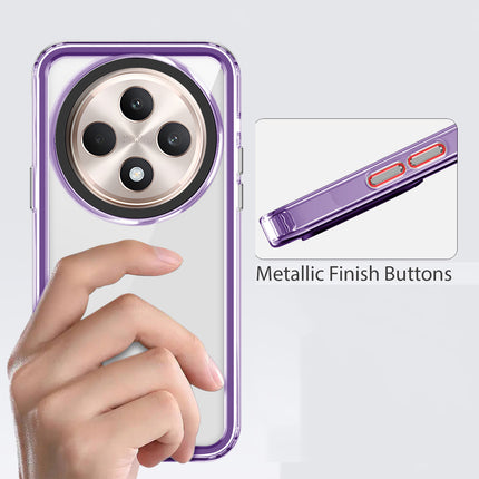 Kapa Warrior Acrylic Clear Back Cover For Oppo F27 Pro / Oppo F27 Pro Plus | Slim Shockproof [Military Grade Protection] Hybrid Bumper Case (Purple Sides)