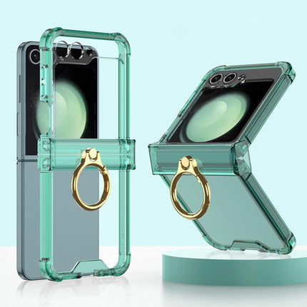 Kapa Clear Airbag Ring Back Case for Samsung Galaxy Flip6 / Z Flip 6 | Transparent Shockproof Slim Hard Protective Cover (Green)