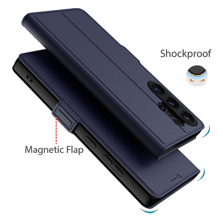 Kapa Noble Slim Magnetic Leather Flip Case Cover for Samsung Galaxy S25 Ultra | Card Holder Stand Flip Wallet Case (Blue)